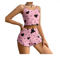 Conjunto De Pijama Sexy Para Mulheres, Conjunto De 2 Peças, Conjunto De Pijama Curto Fofo De Verão E Shorts Com Nervuras na Amazon