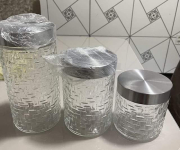 Conjunto de Potes de Vidro com Tampa Inox Rattan 3 Peças Euro Transparente na Amazon