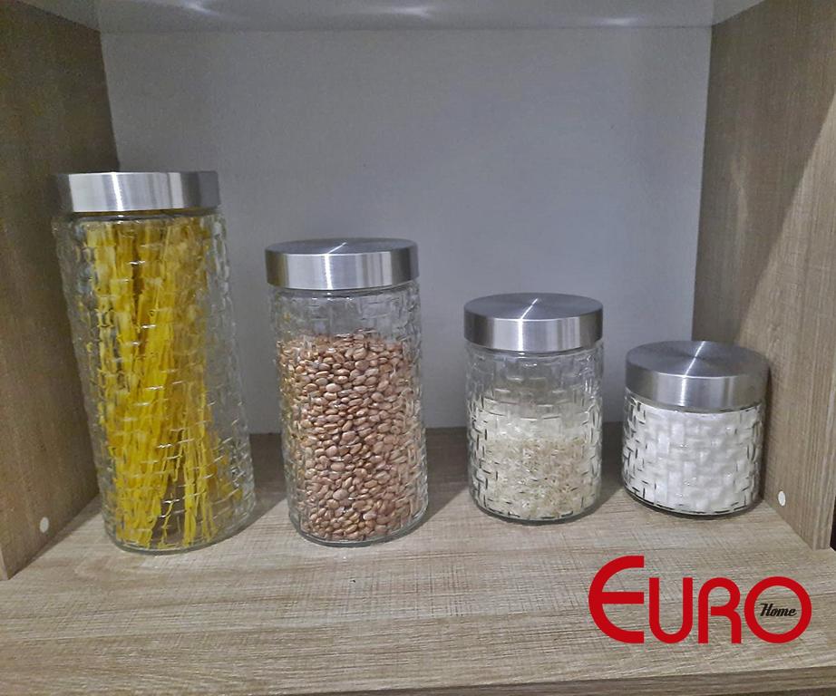 Conjunto de Potes de Vidro com Tampa Inox Rattan 4 Peças, VDR2140-4, Euro Home na Amazon