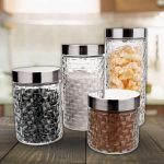 Conjunto de Potes de Vidro com Tampa Inox Rattan 4 Peças, VDR2140-4, Euro Home na Amazon