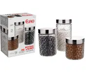 Conjunto de Potes de Vidro com Tampa Inox Rattan – 3 Peças – Euro Transparente na Amazon