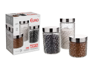Conjunto de Potes de Vidro com Tampa Inox Rattan – 3 Peças na Amazon