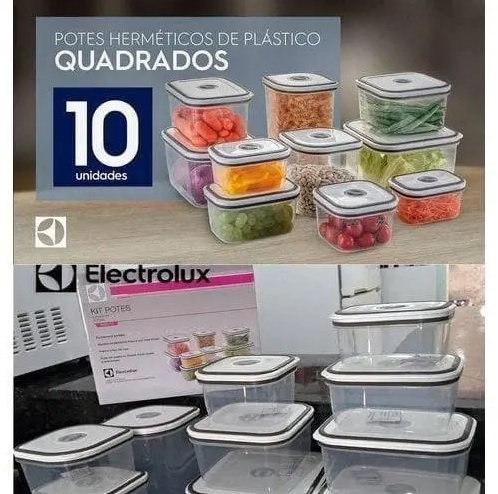 Conjunto de Potes Herméticos 10 Peças – Electrolux na Casas Bahia
