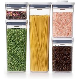 Conjunto de Potes Herméticos Pop de 5 Peças da Oxo Good Grips na Amazon