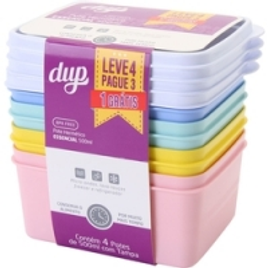 Conjunto de Potes Herméticos Quadrado 500ml Dup - 4 Unidades na Americanas