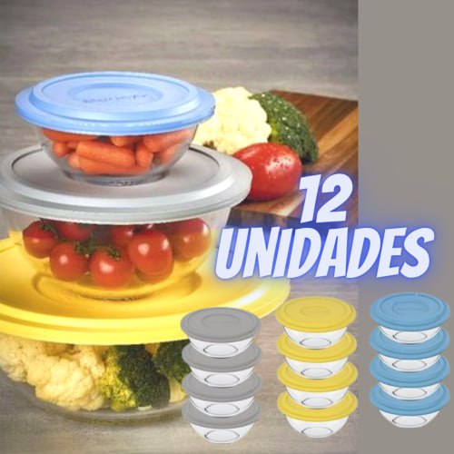 Conjunto de Potes Plus 500ml com Tampa Sortida 12 Peças – Marinex na Americanas