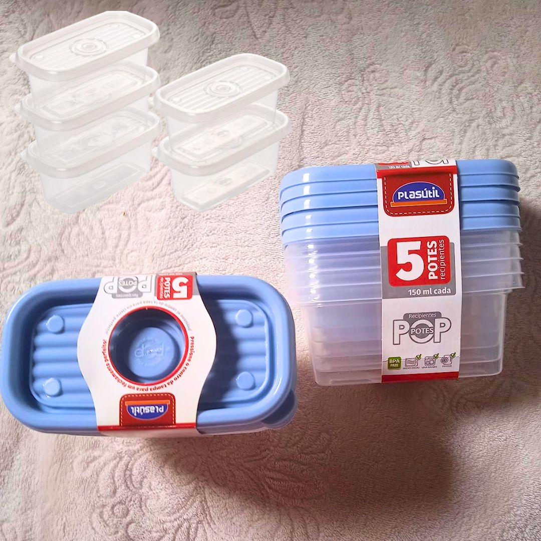 Conjunto de Potes Retangulares Pop Pequeno com 5 Unidades, Plasútil na Amazon