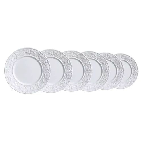 Conjunto de Prato de Sobremesa Porto Branco 6 Peças 20,5cm Porto Brasil na Americanas