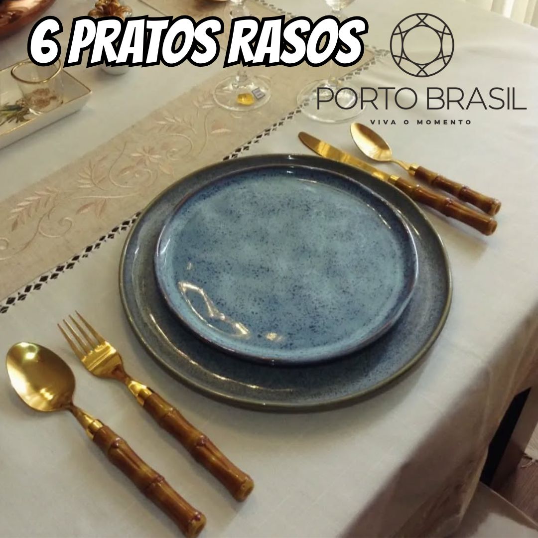 Conjunto de Pratos Rasos Porto Brasil Bio Greenery 29cm – 6 Peças na Casas Bahia