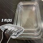 Conjunto de Refratários Celebrity, Retangular, 3 Peças, Incolor, Marinex na Amazon