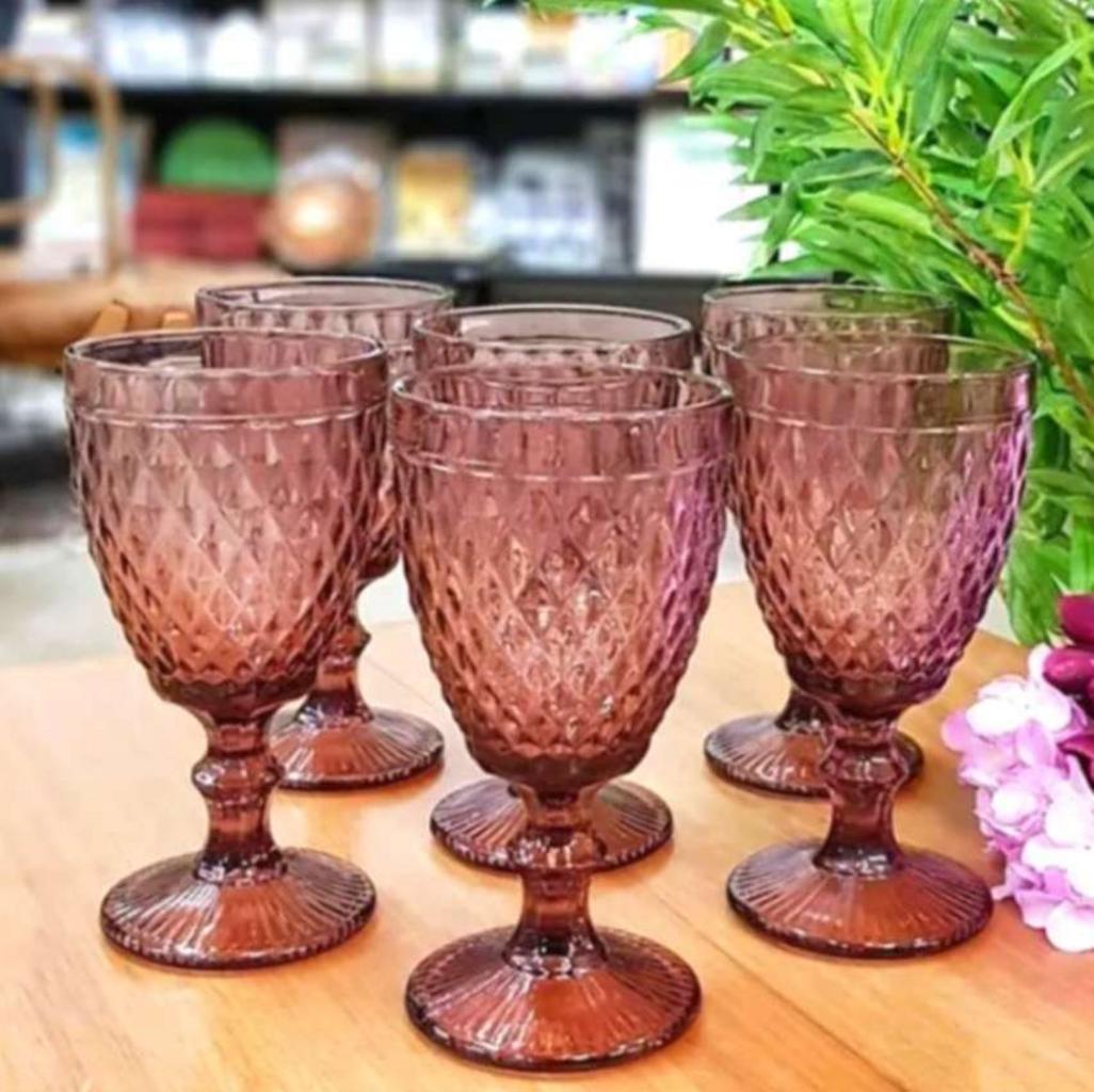 Conjunto de Taças 325ml Água Bico de Abacaxi Lilás 6 Peças – Lyor na Americanas