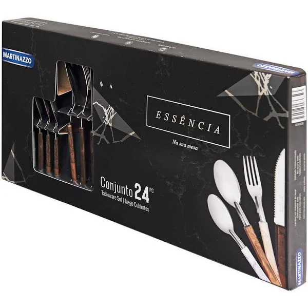 Conjunto de talheres 24 Peças cabos plastico. Bege Travertino na Amazon