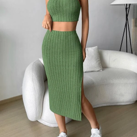 Conjunto Ezwear Sólido Top + Saia - Shein na Shein