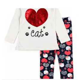Conjunto Infantil Feminino Meia Estação Coração Creme 606 - Laluna na Tricae