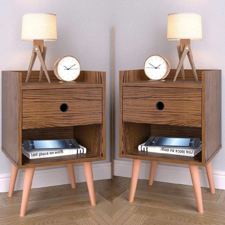 Conjunto Kit 2 Mesas de cabeceira Compacta Retrô Mesinha Canto Quarto Lateral Cama Com Gaveta e Nicho Para Decoração e Organização Cantinho Descanso Decore na Amazon