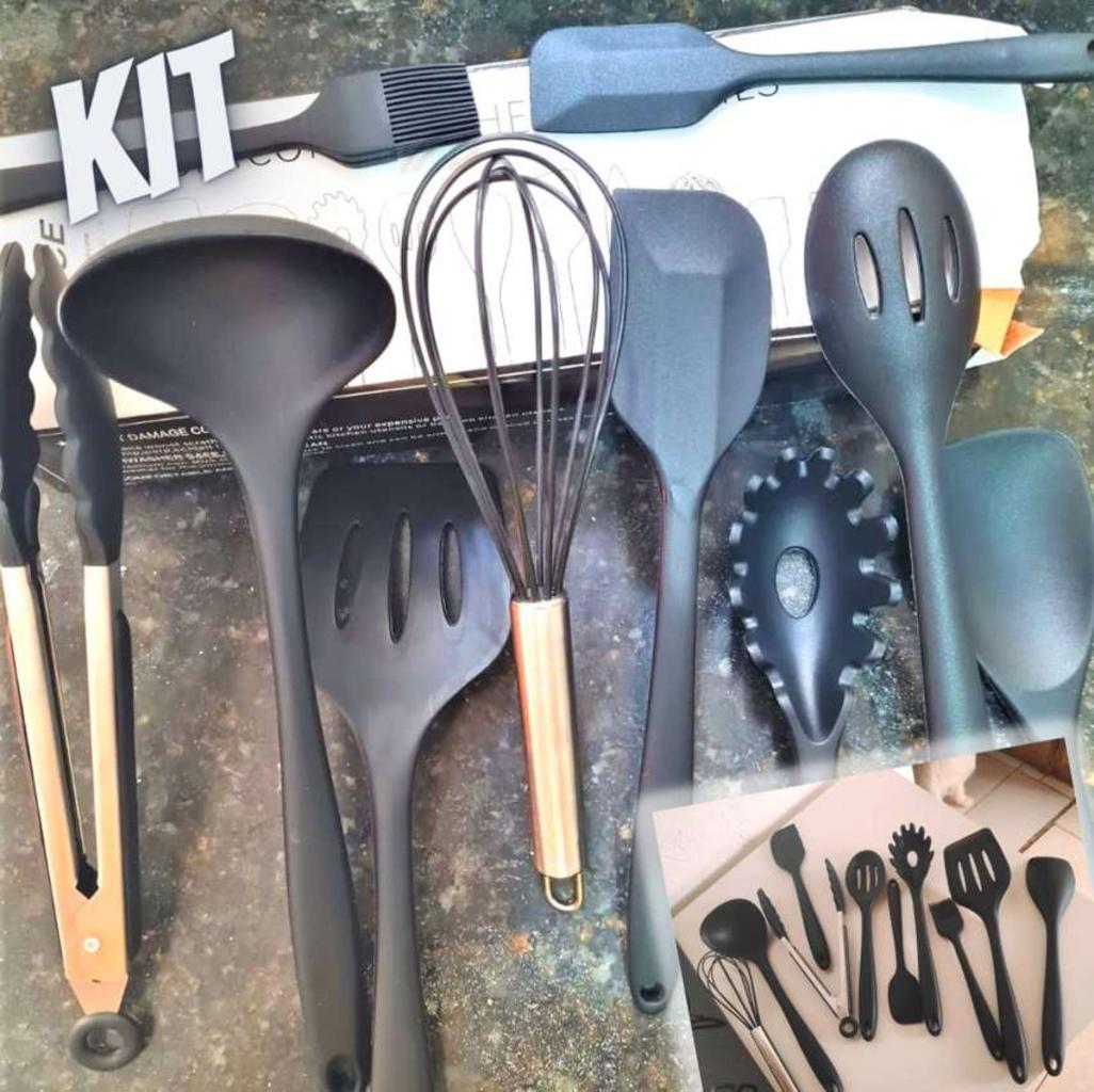 Conjunto Kit De Utensílios De Cozinha 10 Peças Silicone Inox na Amazon
