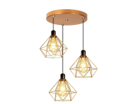 Conjunto Lustre Pendente Diamante Triplo Aramado E27 Cobre na Amazon