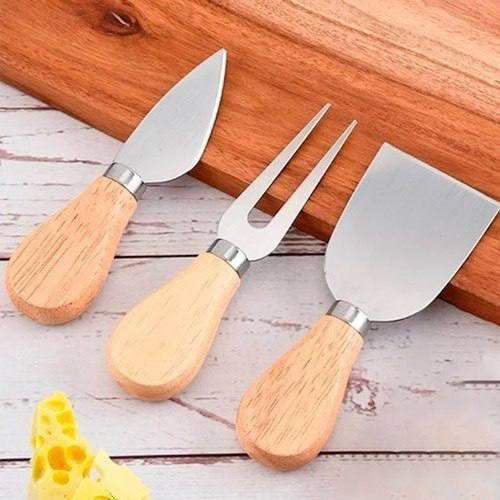 Conjunto para Queijo 3 Peças cabo de madeira, QUE5555, Euro Home na Amazon
