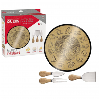 Conjunto Para Queijo 4 Peças Com Tábua De Vidro Decoração Cortiça, QUE5517, Euro Home na Amazon