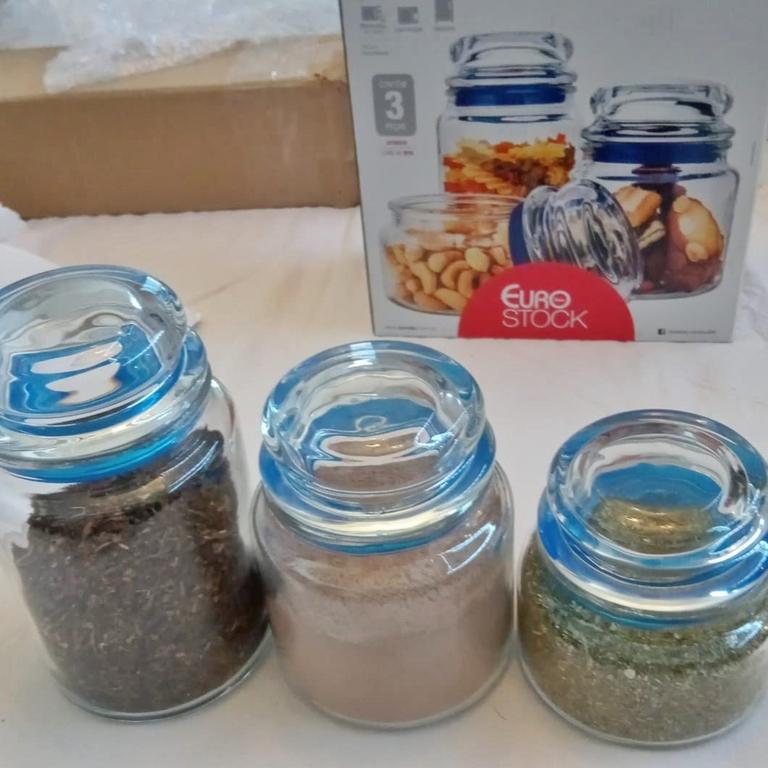 Conjunto Potes de Vidro Multiuso 3 Peças Euro Azul na Amazon