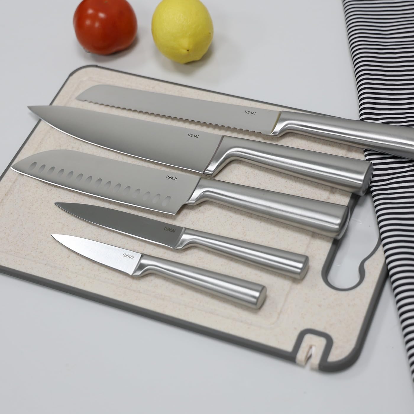 Conjunto Premium de 5 Facas Faqueiro Completo de Aço Inoxidável 3CR13 LUMAI na Amazon