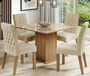 Conjunto Sala de Jantar Madesa Brenda Mesa Tampo de Vidro com 4 Cadeiras – Rustic/Crema/Imperial na Amazon