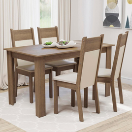 Conjunto Sala de Jantar Madesa Cali Mesa Tampo de Madeira com 4 Cadeiras na Camisaria Colombo