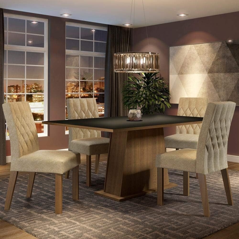 Conjunto Sala de Jantar Madesa Ingrid Mesa Tampo de Madeira com 4 Cadeiras – Rustic/Preto/Imperial na Amazon