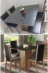Conjunto Sala de Jantar Madesa Moscou Plus Mesa Tampo de Vidro com 4 Cadeiras – Rustic/Preto/Sintético Preto na Amazon