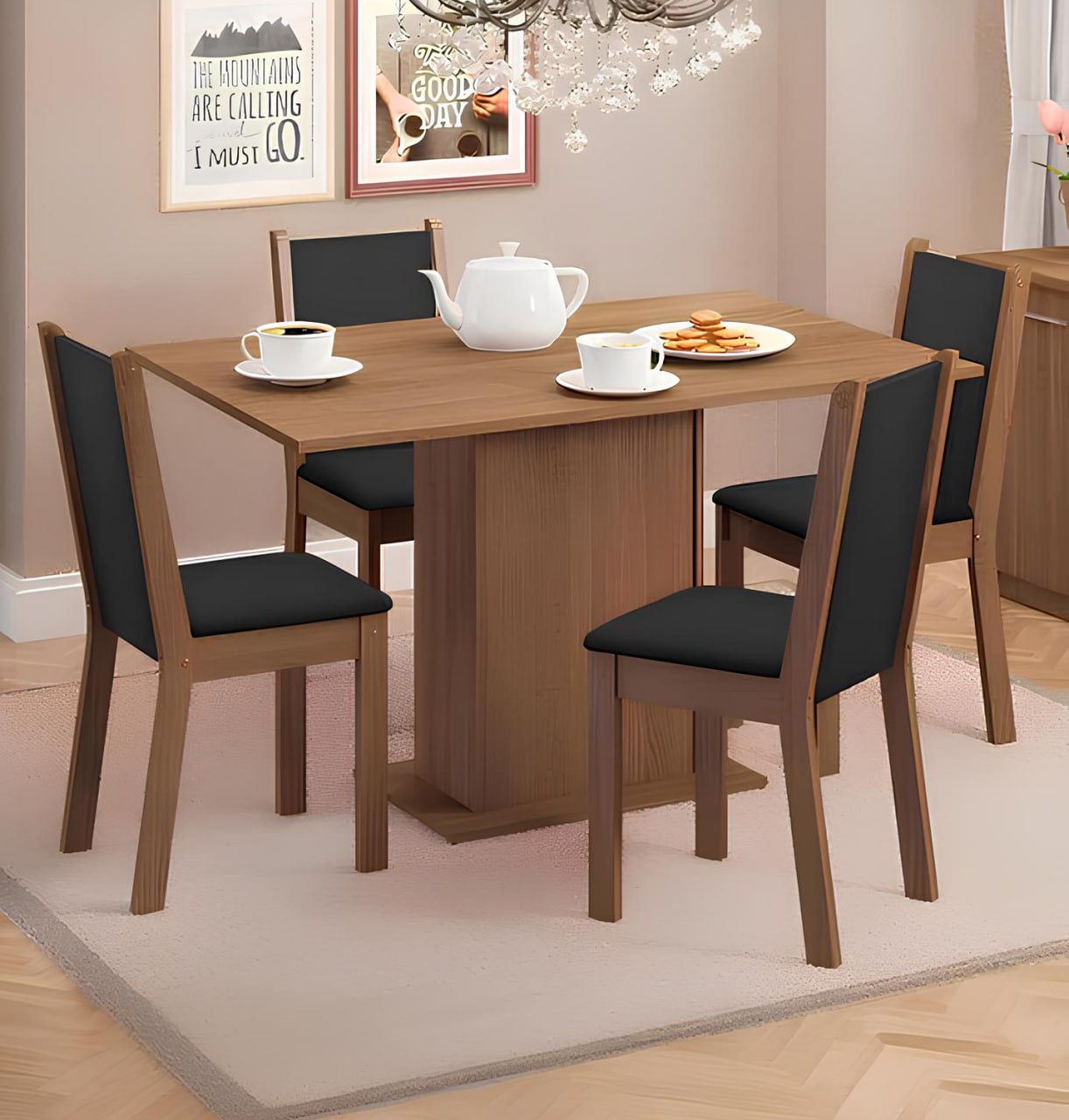 Conjunto Sala de Jantar Madesa Talita Mesa Tampo de Madeira com 4 Cadeiras – Marrom na Casas Bahia