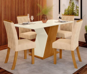 Conjunto Sala de Jantar Mesa 120 Cm Tampo MDF 4 Cadeiras Lupita Casa 812 na Magazine Luiza