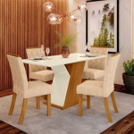 Conjunto Sala de Jantar Mesa 120 Cm Tampo MDF 4 Cadeiras Lupita Casa 812 na Magazine Luiza