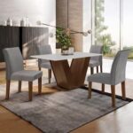 Conjunto Sala de Jantar Mesa 120x80cm Tampo MDF com 4 Cadeiras Espanha Yescasa Chocolate/Grafite – Marrom na Casas Bahia