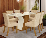 Conjunto Sala de Jantar Mesa 160 Cm Tampo MDF 6 Cadeiras Lupita Casa 812 na Magazine Luiza