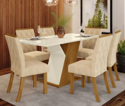 Conjunto Sala de Jantar Mesa 160 Cm Tampo MDF 6 Cadeiras Lupita Casa 812 na Magazine Luiza