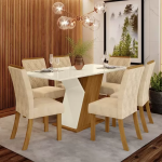 Conjunto Sala de Jantar Mesa 160 Cm Tampo MDF 6 Cadeiras – Lupita na Magazine Luiza