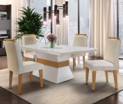 Conjunto Sala de Jantar Mesa e 4 Cadeiras Santorini Espresso Móveis Veludo Creme/Off White/Imbuia Espresso Móveis na Casas Bahia