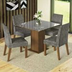 Conjunto Sala de Jantar Mesa Tampo de Vidro 4 Cadeiras Madesa na Magazine Luiza