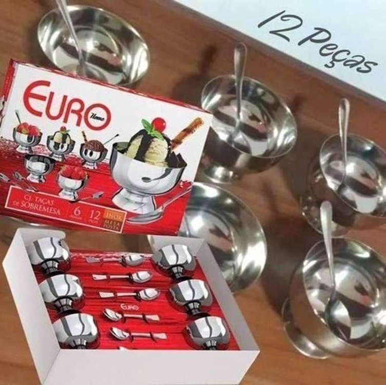 Conjunto Taças para Sobremesa Inox, 8 Peças, Euro na Amazon