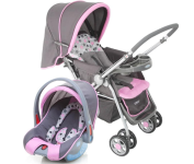 Conjunto travel system: carrinho tipo berço com alça reversível e bebê conforto na Amazon