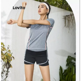 Conjuntos Esportivos de Secagem Rápida Tecido de Cintura Alta L02130 Feminino - Lovito na Shopee