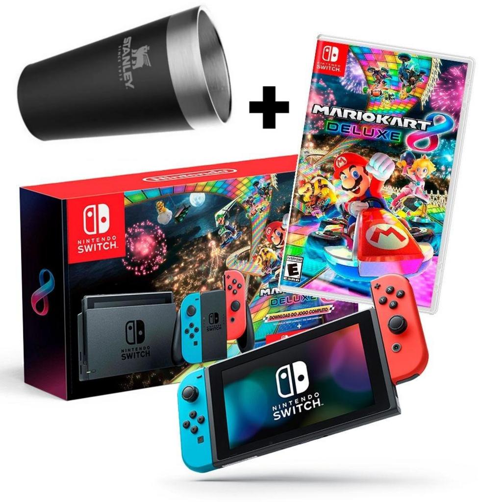 Console Nintendo Switch Azul e Vermelho + Joy-Con Neon + Mario Kart 8 Deluxe + 3 Meses de Assinatura Nintendo Switch Online na Amazon