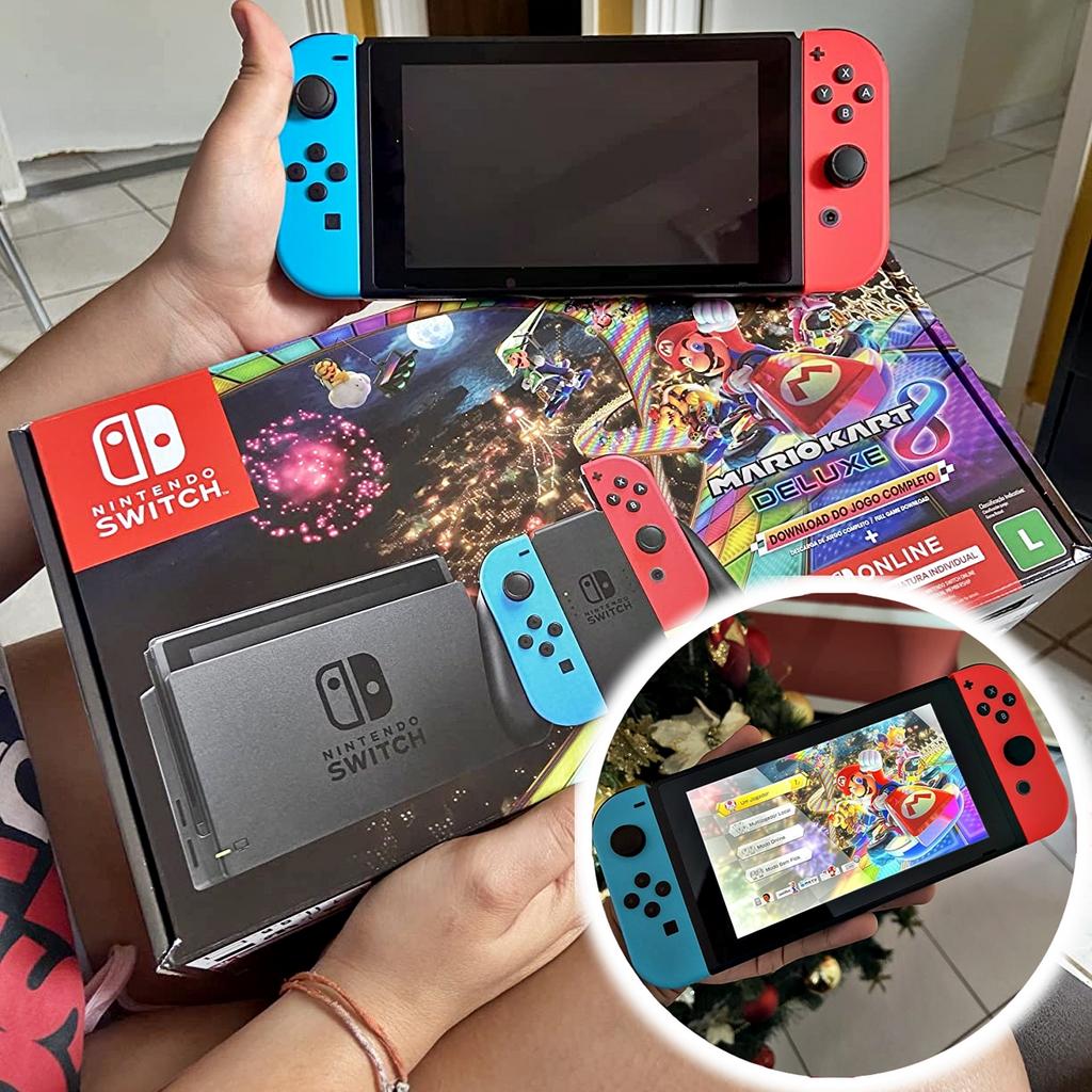 Console Nintendo Switch Joy-Con + Mario Kart 8 Digital + 3 Meses Assinatura Nintendo Switch Online na Amazon