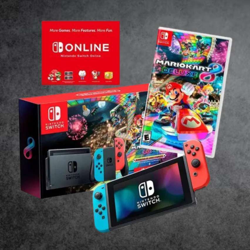 Console Nintendo Switch Joy-Con + Mario Kart 8 Digital + 3 Meses Assinatura Nintendo Switch Online na Amazon