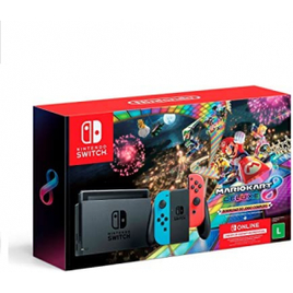 Console Nintendo Switch + Joy-Con Neon + Mario Kart 8 Deluxe + 3 Meses de Assinatura Nintendo Switch Online na Amazon