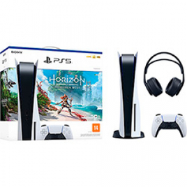 Console Playstation 5 (Com leitor de Disco) + Jogo Horizon Forbidden West + Headset Sem Fio Pulse 3D - PS5 na Webfones