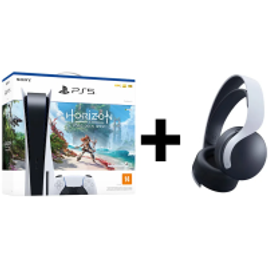 Console Playstation 5 (Com leitor de Disco) + Jogo Horizon Forbidden West + Headset Sem Fio Pulse 3D - PS5 na Webfones