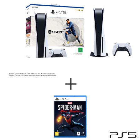 Console PlayStation 5 PS5 Sony 825GB + Jogo Fifa 23 + Jogo Marvel’s Spider-Man: Miles Morales na Fastshop