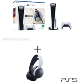 Console Playstation 5 Sony (Com leitor de Disco) + Jogo FIFA 23 (Digital) - PS5 + Headset Gamer sem Fio Sony Pulse 3D na Fastshop