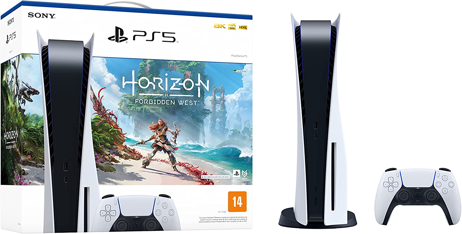 Console PlayStation 5 – PS5 Sony (Com leitor de Disco) + Jogo Horizon Forbidden West (Digital) na Amazon